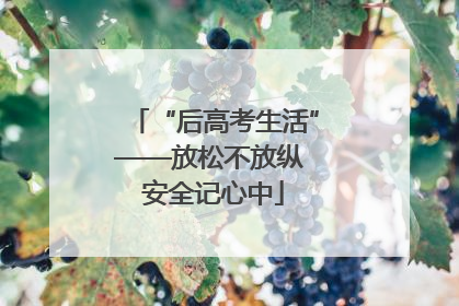 “后高考生活”——放松不放纵 安全记心中