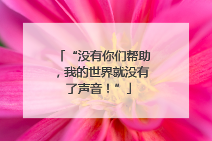 “没有你们帮助，我的世界就没有了声音！”