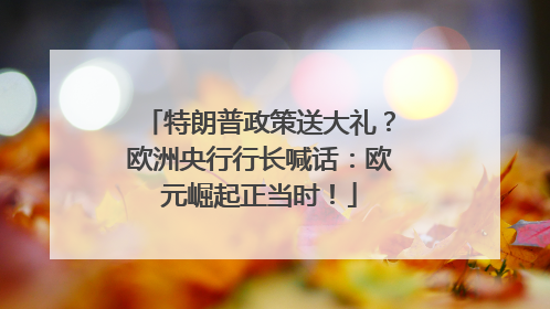 特朗普政策送大礼？欧洲央行行长喊话：欧元崛起正当时！