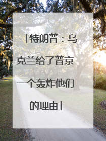 特朗普：乌克兰给了普京一个轰炸他们的理由