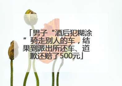 男子“酒后犯糊涂”骑走别人的车，结果到派出所还车、道歉还赔了500元