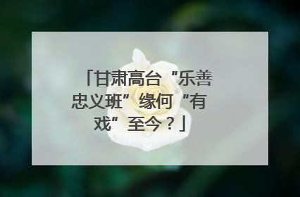 甘肃高台“乐善忠义班”缘何“有戏”至今？