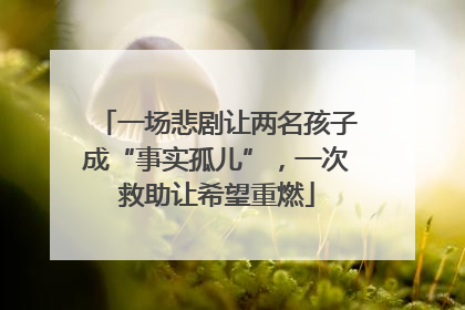 一场悲剧让两名孩子成“事实孤儿”，一次救助让希望重燃