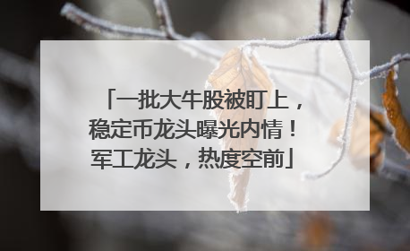 一批大牛股被盯上，稳定币龙头曝光内情！军工龙头，热度空前