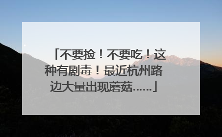不要捡！不要吃！这种有剧毒！最近杭州路边大量出现蘑菇……