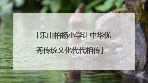 乐山柏杨小学让中华优秀传统文化代代相传
