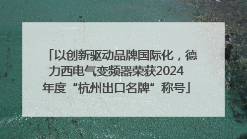 以创新驱动品牌国际化，德力西电气变频器荣获2024年度“杭州出口名牌”称号