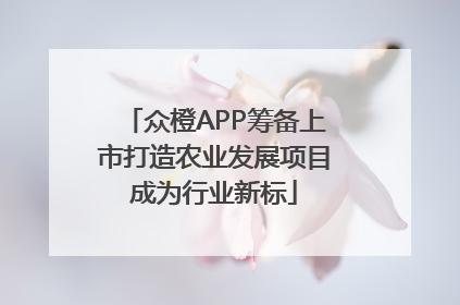众橙APP筹备上市打造农业发展项目成为行业新标