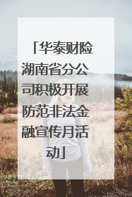 华泰财险湖南省分公司积极开展防范非法金融宣传月活动