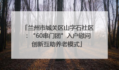 兰州市城关区山字石社区：“60串门团”入户慰问 创新互助养老模式