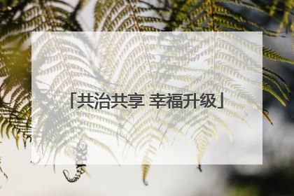 共治共享 幸福升级