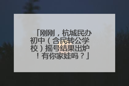 刚刚，杭城民办初中（含民转公学校）摇号结果出炉！有你家娃吗？