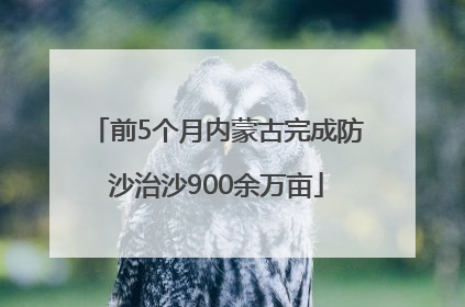前5个月内蒙古完成防沙治沙900余万亩