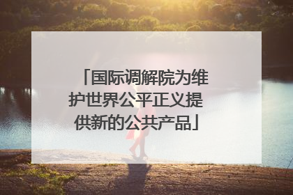 国际调解院为维护世界公平正义提供新的公共产品