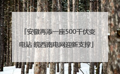 安徽再添一座500千伏变电站 皖西南电网迎新支撑
