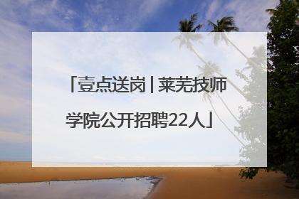 壹点送岗│莱芜技师学院公开招聘22人