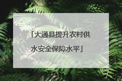 大通县提升农村供水安全保障水平