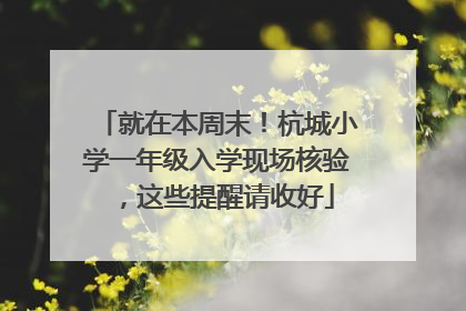 就在本周末！杭城小学一年级入学现场核验，这些提醒请收好
