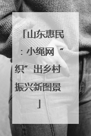 山东惠民：小绳网“织”出乡村振兴新图景