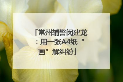 常州辅警闵建龙：用一张A4纸“画”解纠纷