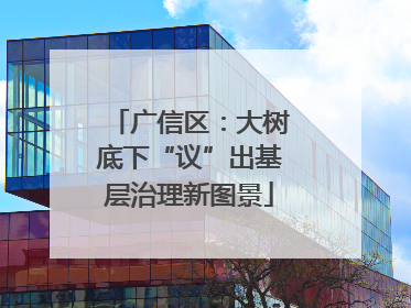 广信区：大树底下“议”出基层治理新图景