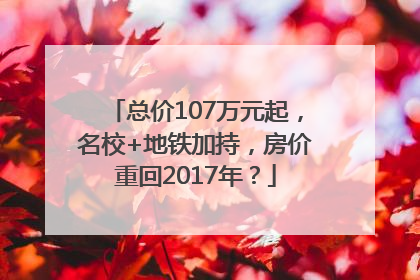 总价107万元起，名校+地铁加持，房价重回2017年？