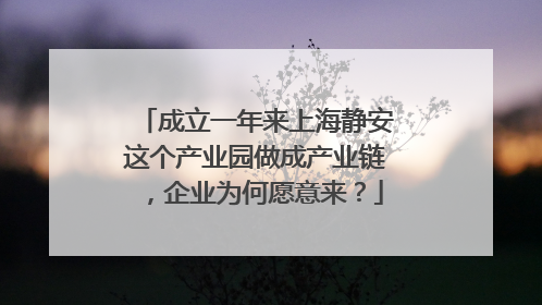 成立一年来上海静安这个产业园做成产业链，企业为何愿意来？