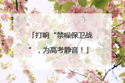 打响“禁噪保卫战”，为高考静音！