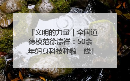 文明的力量｜全国道德模范徐淙祥：50余年躬身科技种粮一线