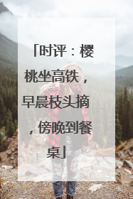 时评：樱桃坐高铁，早晨枝头摘，傍晚到餐桌