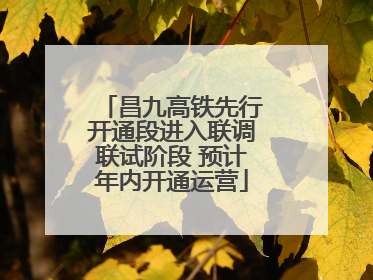 昌九高铁先行开通段进入联调联试阶段 预计年内开通运营