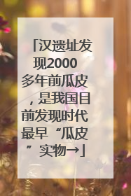 汉遗址发现2000多年前瓜皮，是我国目前发现时代最早“瓜皮”实物→