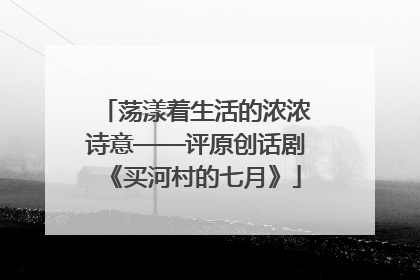 荡漾着生活的浓浓诗意——评原创话剧《买河村的七月》