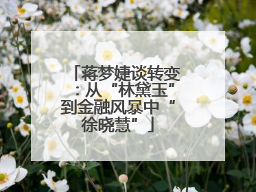 蒋梦婕谈转变：从“林黛玉”到金融风暴中“徐晓慧”