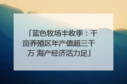 蓝色牧场丰收季：千亩养殖区年产值超三千万 海产经济活力足