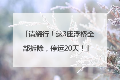 请绕行！这3座浮桥全部拆除，停运20天！