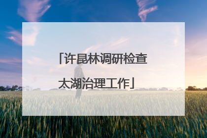许昆林调研检查太湖治理工作