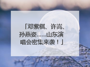 邓紫棋、许嵩、孙燕姿……山东演唱会密集来袭！