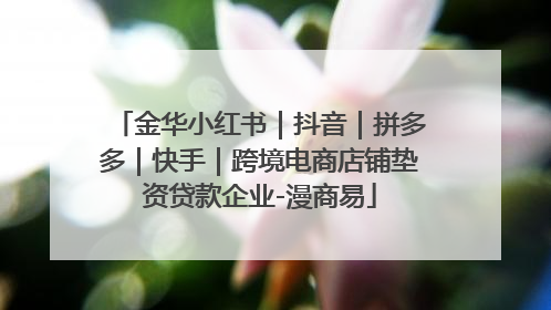 金华小红书｜抖音｜拼多多｜快手｜跨境电商店铺垫资贷款企业-漫商易