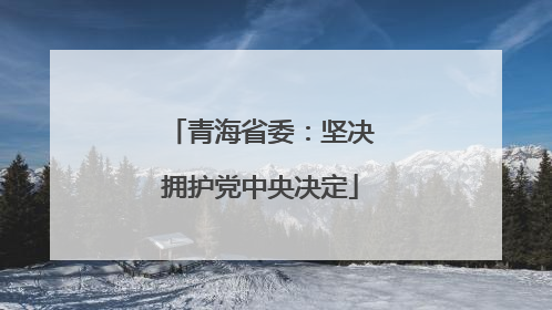 青海省委:坚决拥护党中央决定