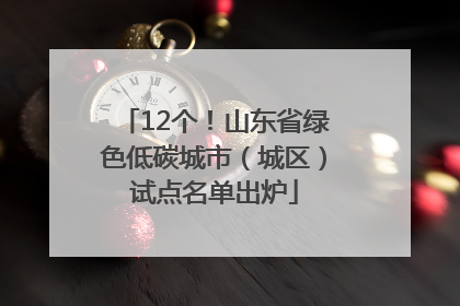 12个！山东省绿色低碳城市（城区）试点名单出炉