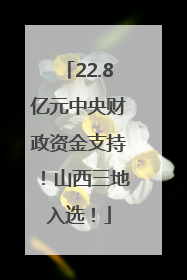 22.8亿元中央财政资金支持！山西三地入选！